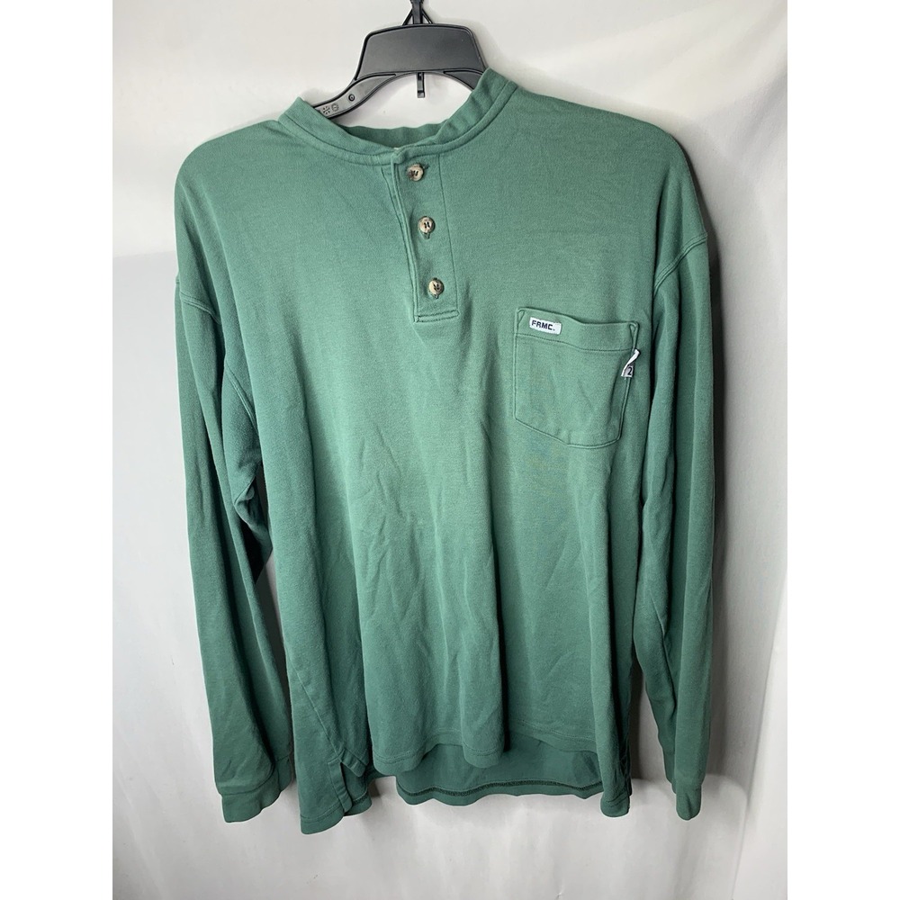 Mens L Tyndale FRMC 10 CAL Cat 2‎ Green Long Sleeve Work Tshirt  Flame Resistant